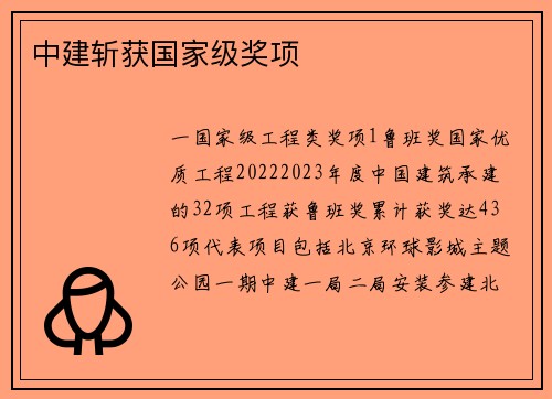 中建斩获国家级奖项